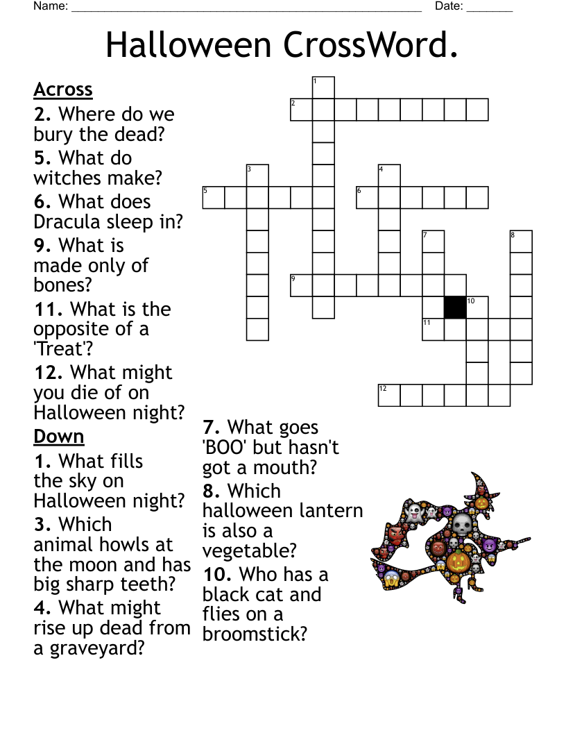 Halloween Crossword Puzzle WordMint