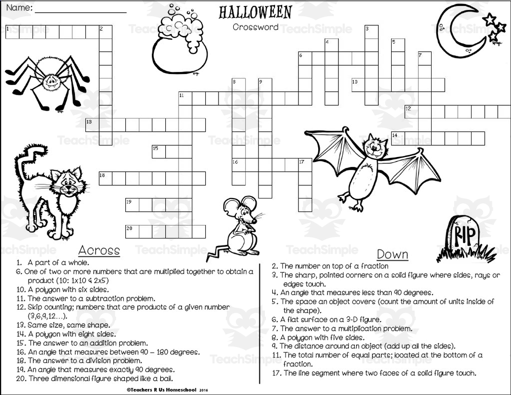 Halloween Math Packet Crossword Puzzle Word Search By Teach Simple