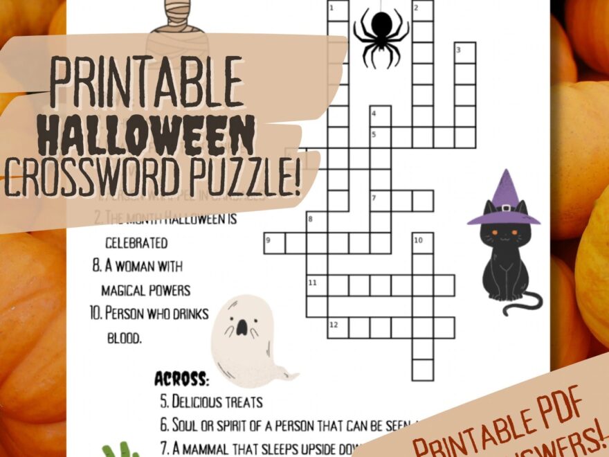 Halloween Printable CROSSWORD PUZZLE with Answer Key Etsy