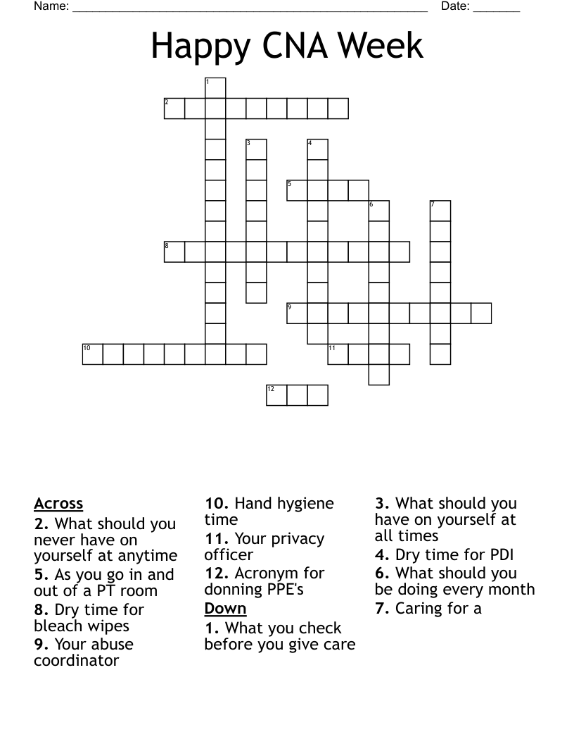 Happy CNA Week Crossword WordMint Happy CNA Week Crossword WordMint