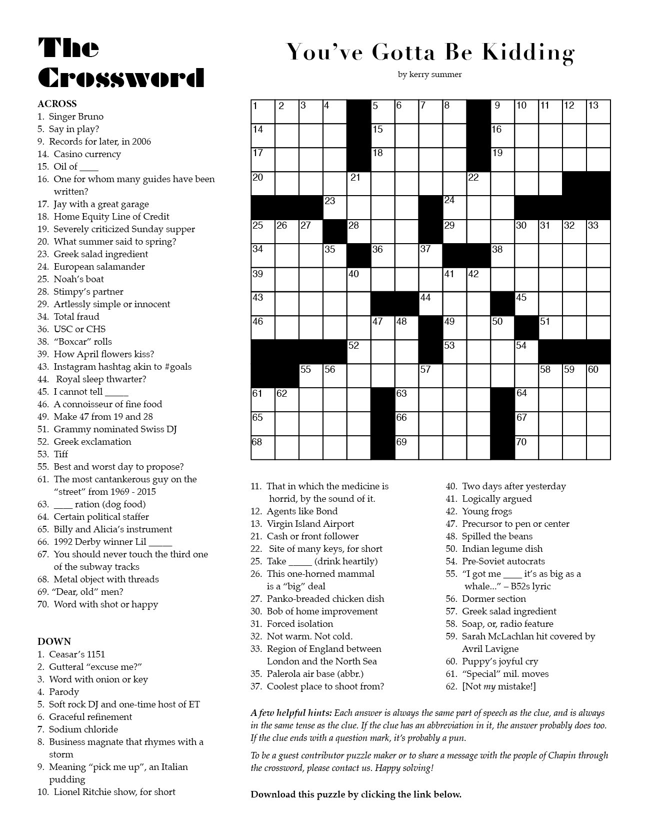 Happy Solving Chapin Magazine