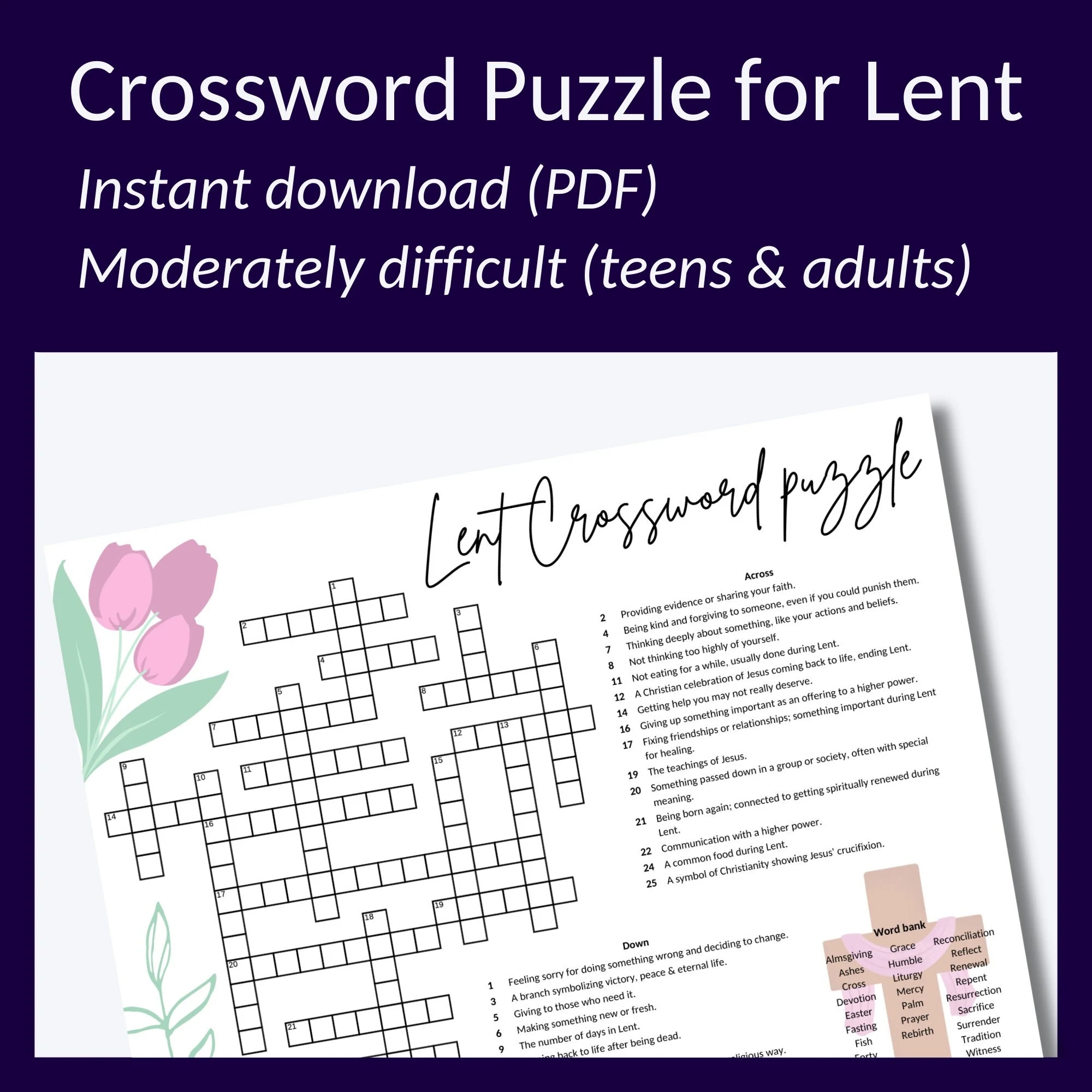 Lent Crossword Puzzle Printable Lent Crossword Puzzle Printable