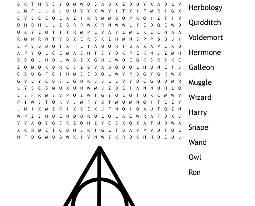 Harry Potter Crossword Puzzle Part 1 WordMint