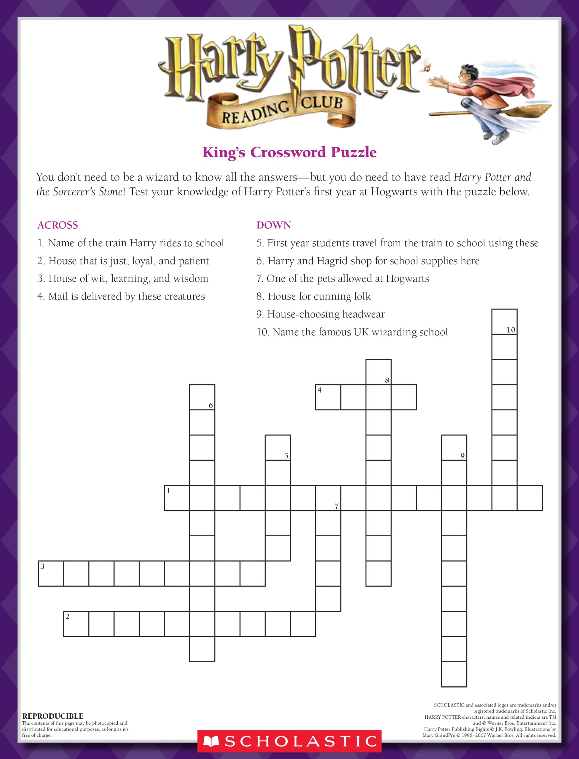 Harry Potter Try Scholastic s Kings Crossword Wizarding World Harry Potter Try Scholastic s Kings Crossword Wizarding World