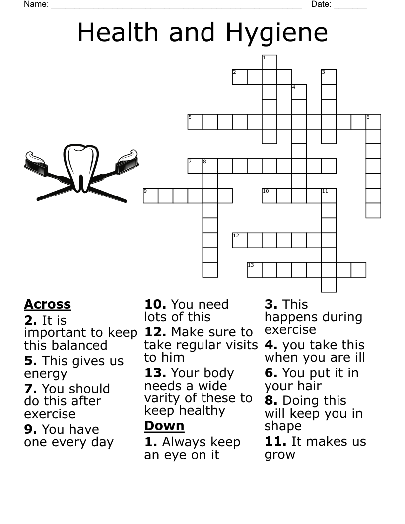 Health And Hygiene Crossword WordMint Health And Hygiene Crossword WordMint