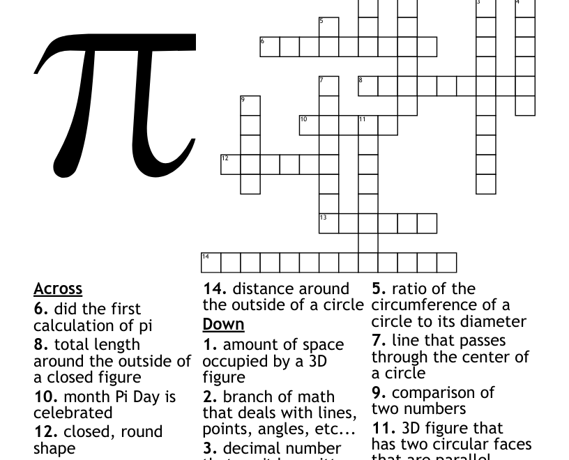 HIGH SCHOOL MATH Crossword WordMint