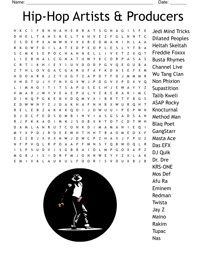 Hip Hop Music Artist Word Search WordMint Hip Hop Music Artist Word Search WordMint