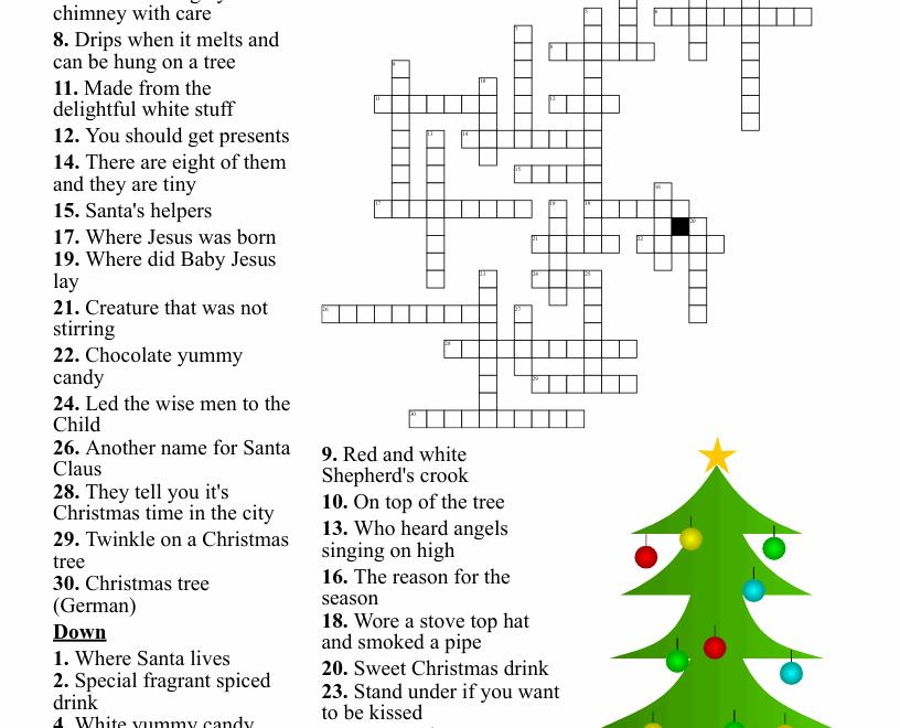Holiday Crossword Puzzle WordMint