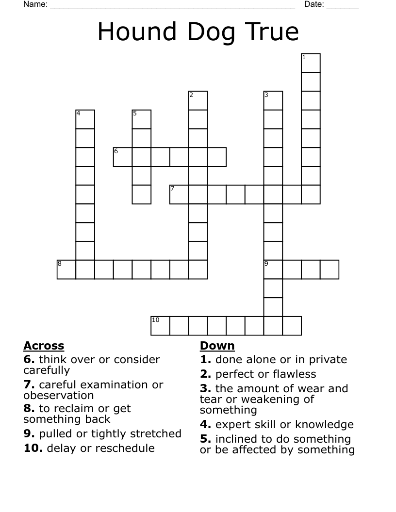 Hound Dog True Crossword WordMint Hound Dog True Crossword WordMint