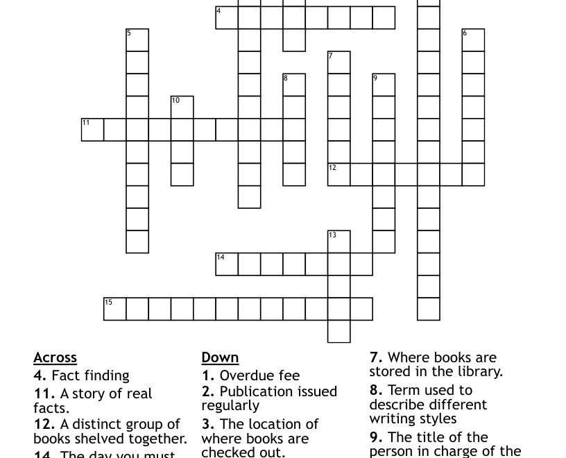 I Love The Library Crossword WordMint