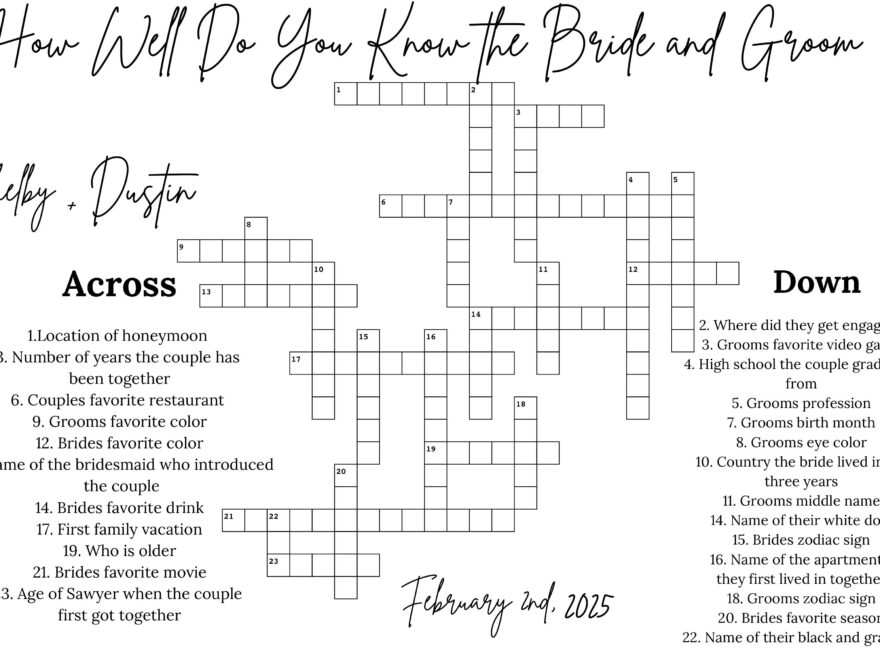 I Made A Crossword For Cocktail Hour reception R DIYweddings