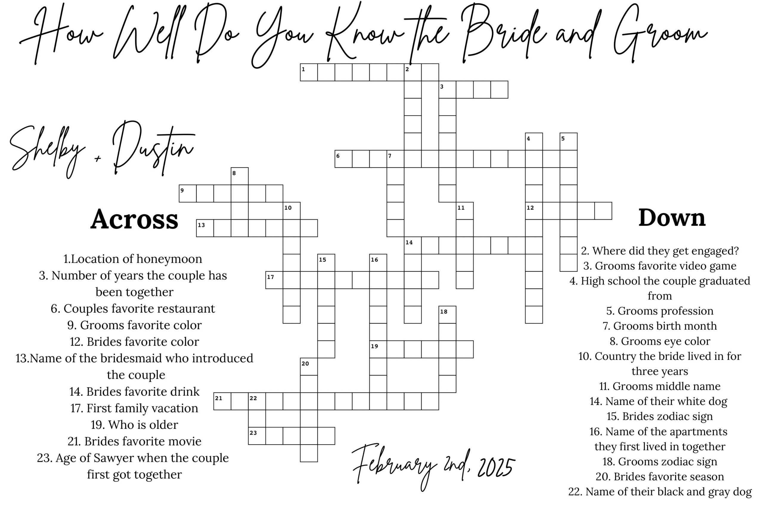 I Made A Crossword For Cocktail Hour reception R DIYweddings I Made A Crossword For Cocktail Hour reception R DIYweddings