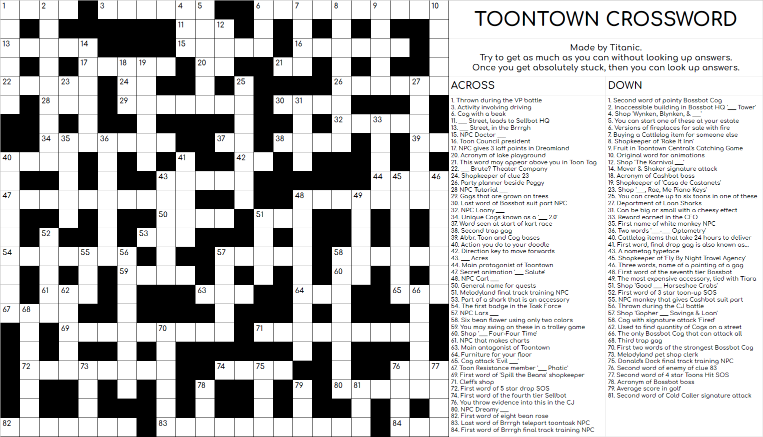 I Made A Toontown Crossword Puzzle 92 Words All Toontown Related Good Luck Updated R toontownrewritten I Made A Toontown Crossword Puzzle 92 Words All Toontown Related Good Luck Updated R toontownrewritten