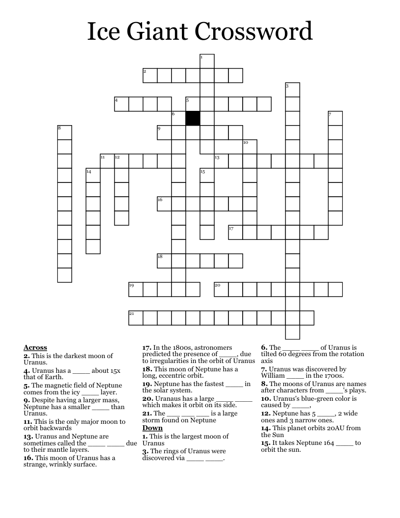 Ice Giant Crossword WordMint Ice Giant Crossword WordMint