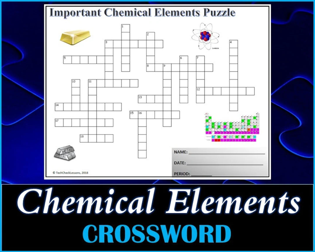 Important Chemical Elements Crossword Puzzle Printable Worksheet DIGITAL DOWNLOAD Etsy Important Chemical Elements Crossword Puzzle Printable Worksheet DIGITAL DOWNLOAD Etsy