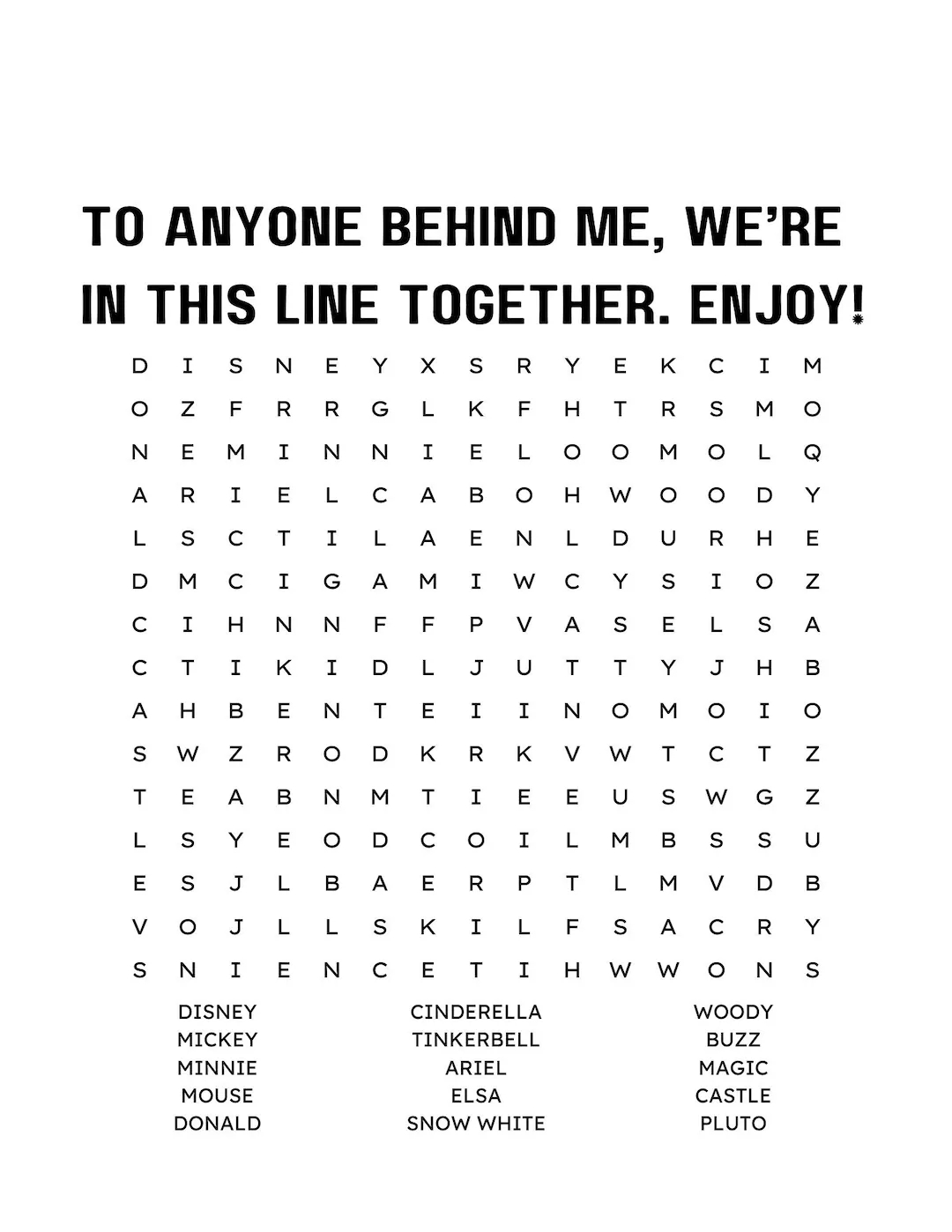 Interactive Disneyland Park Wordsearch SVG PNG Clean And Dirty Options Available Etsy