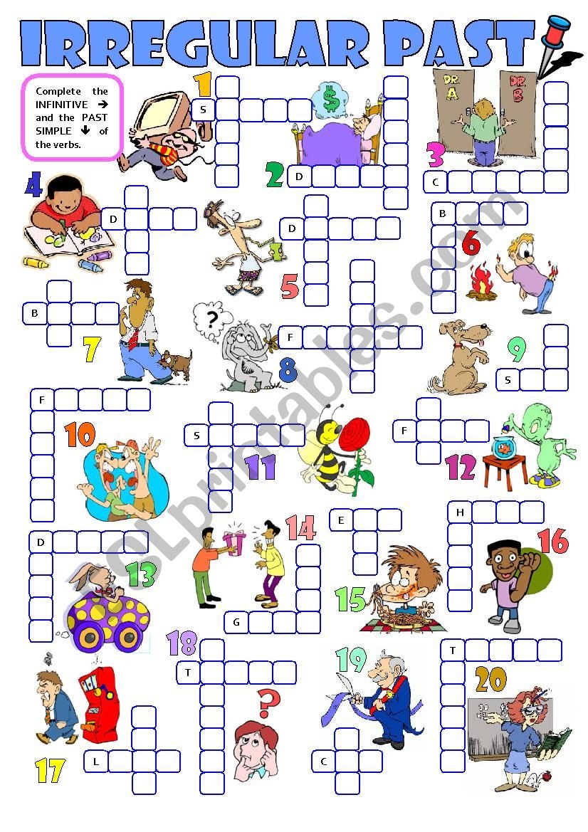 Printables Simple Past Crossword Kids