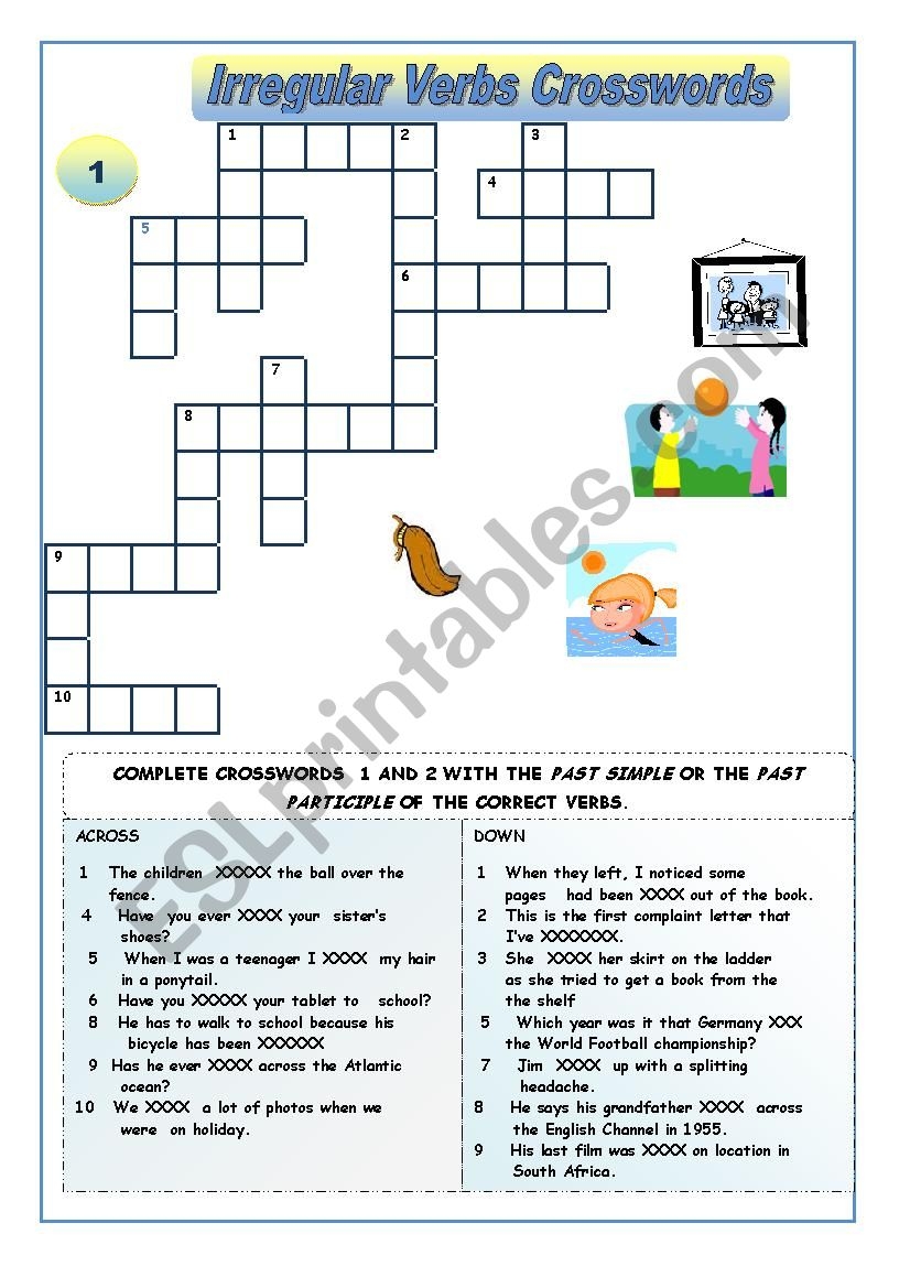 Irregular Verbs Crossword Puzzles ESL Worksheet By Alexia11