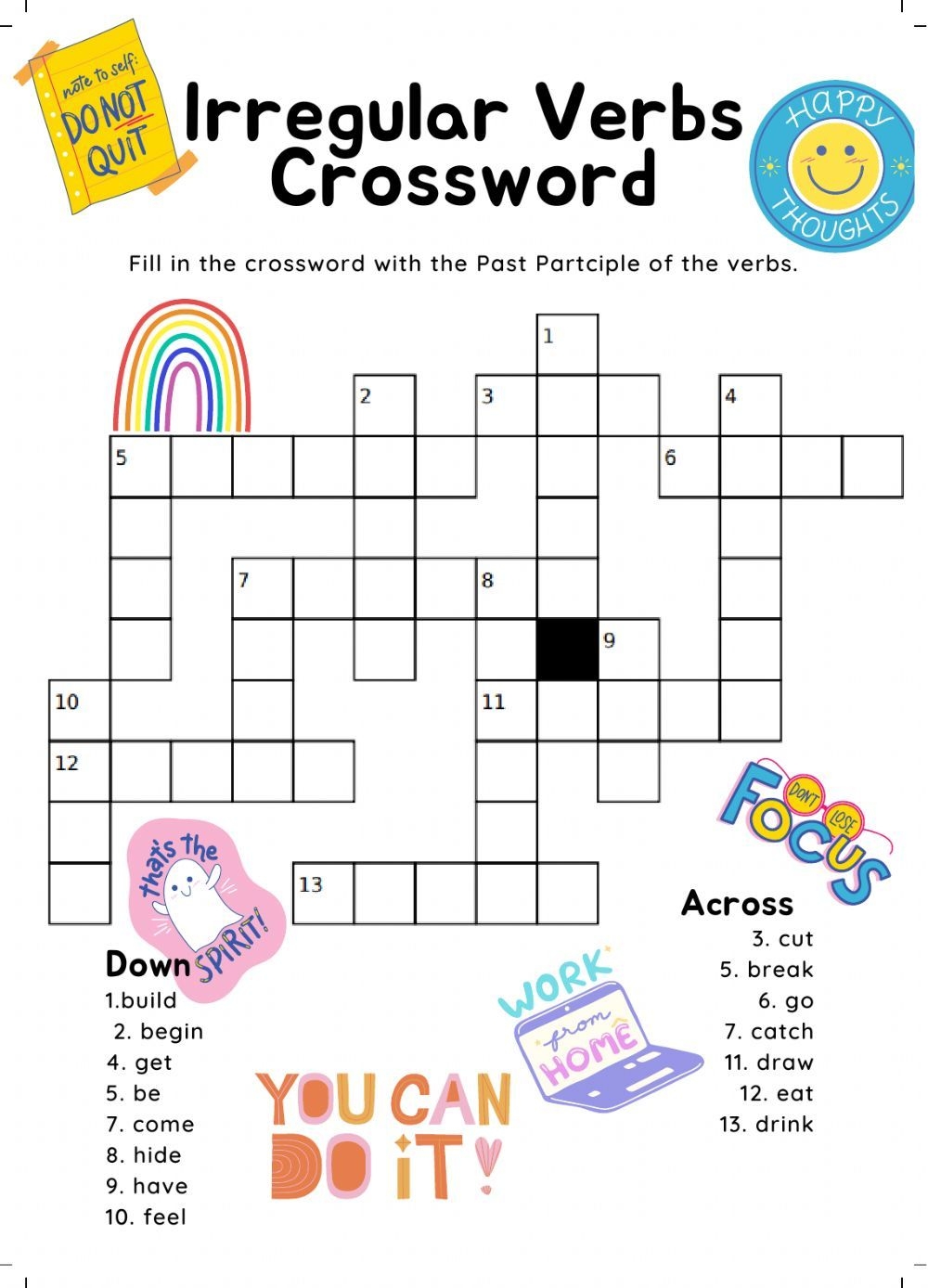 Irregular Verbs Crossword Irregular Verbs Crossword