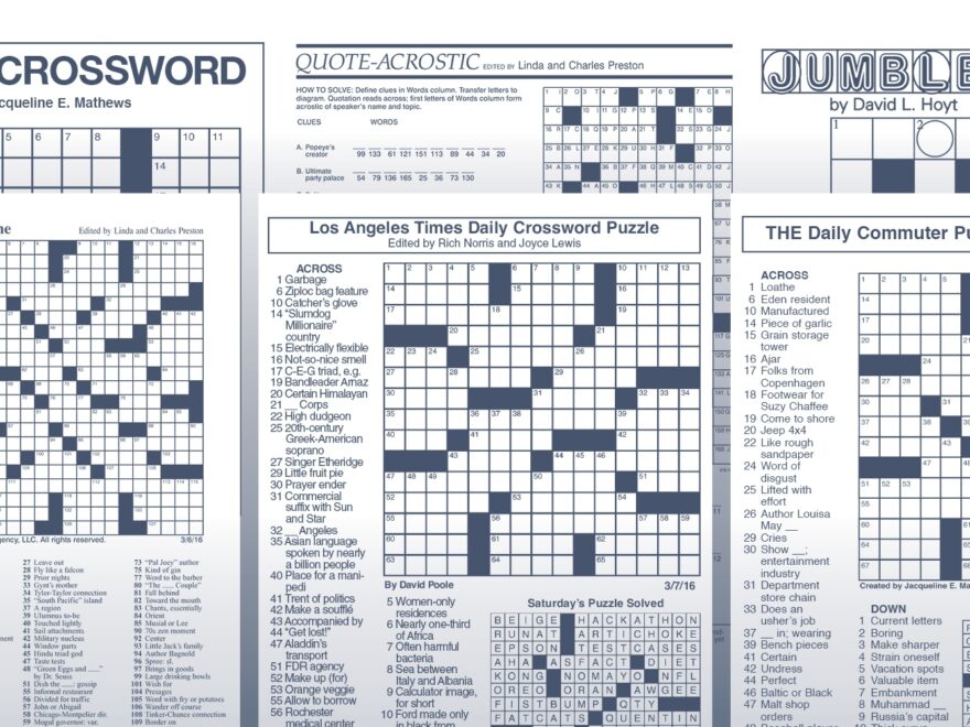 Jacqueline E Mathews Daily Commuter Puzzle Printable
