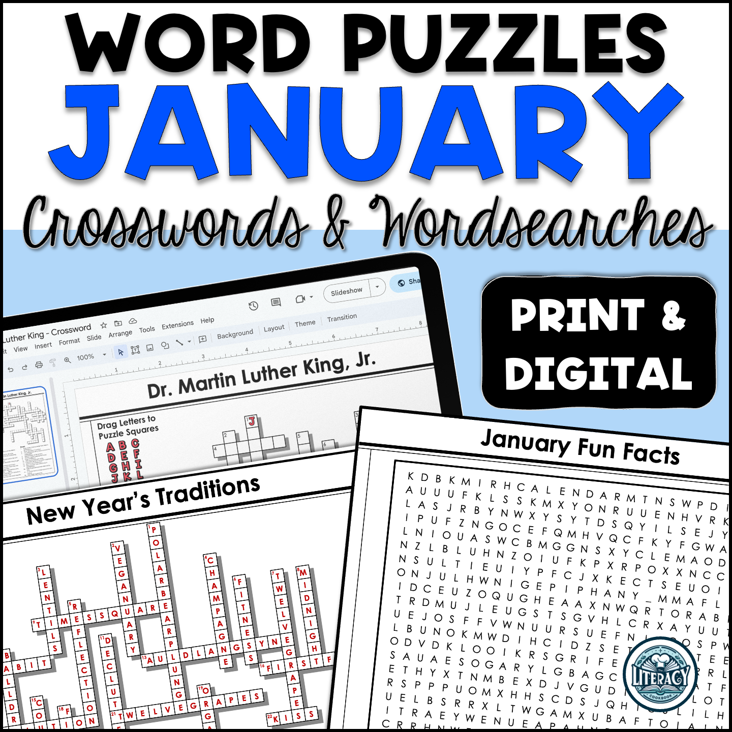 January Crossword Puzzles Word Search Middle High School Print Digital Resources Classful