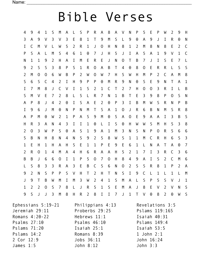 Printable Bible Crossword Puzzles With Scripture References