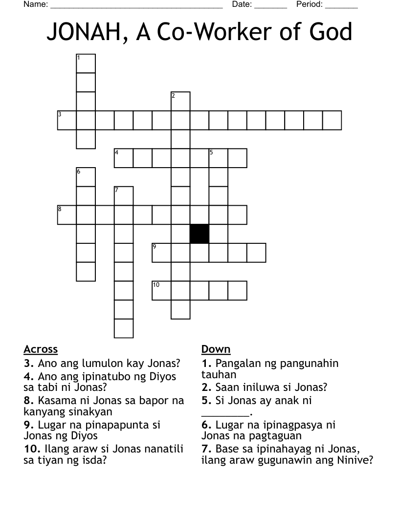 JONAH A Co Worker Of God Crossword WordMint