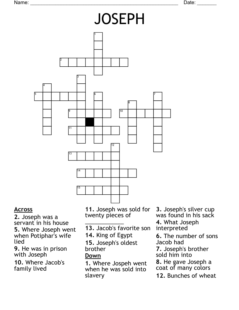 JOSEPH Crossword WordMint JOSEPH Crossword WordMint