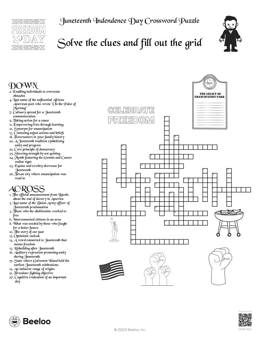 Juneteenth Indendence Day Crossword Puzzle Beeloo Printable Crafts And Activities For Kids Juneteenth Indendence Day Crossword Puzzle Beeloo Printable Crafts And Activities For Kids