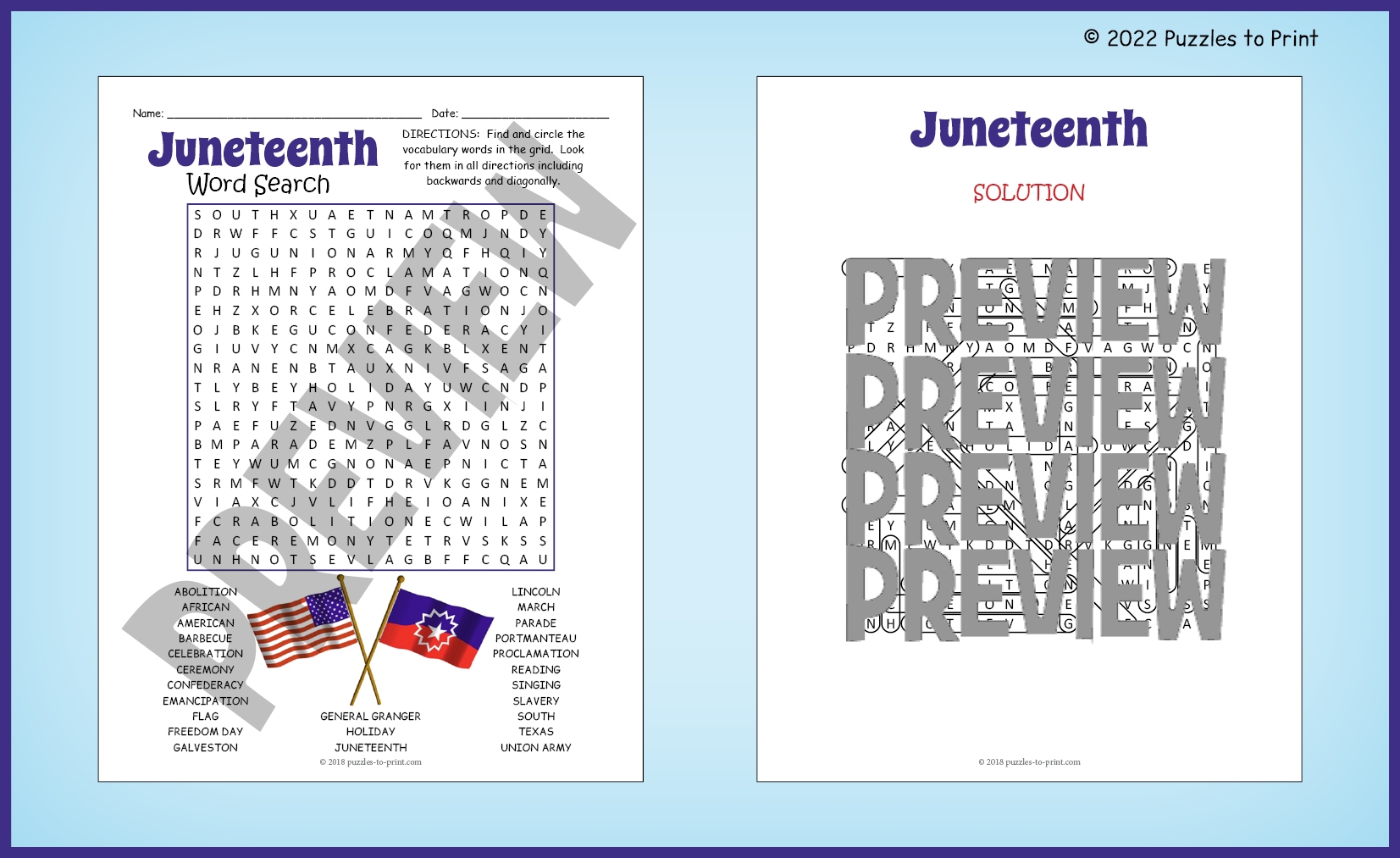 JUNETEENTH Word Search Puzzle Worksheet Activity Made By Teachers