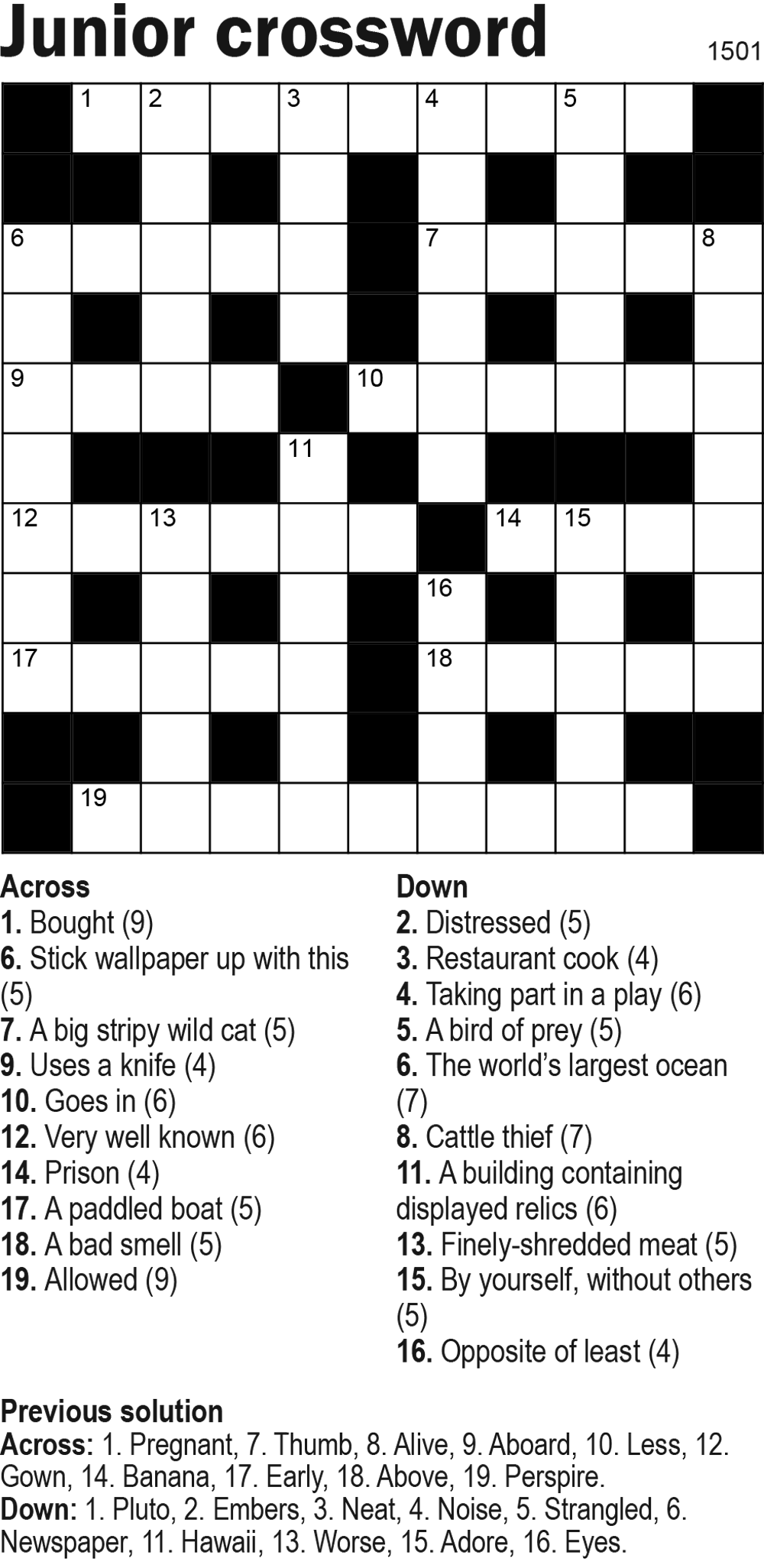 Junior Crossword 11x11 Knight Features Content Worth Sharing