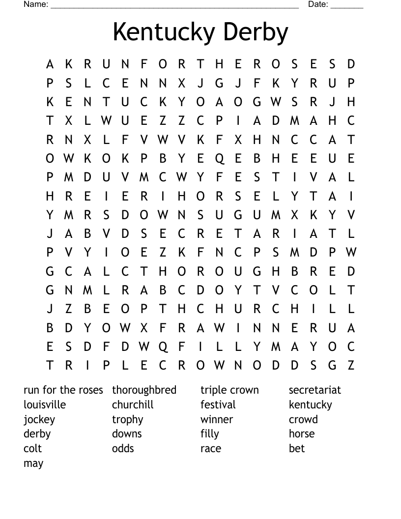 KENTUCKY DERBY Crossword WordMint