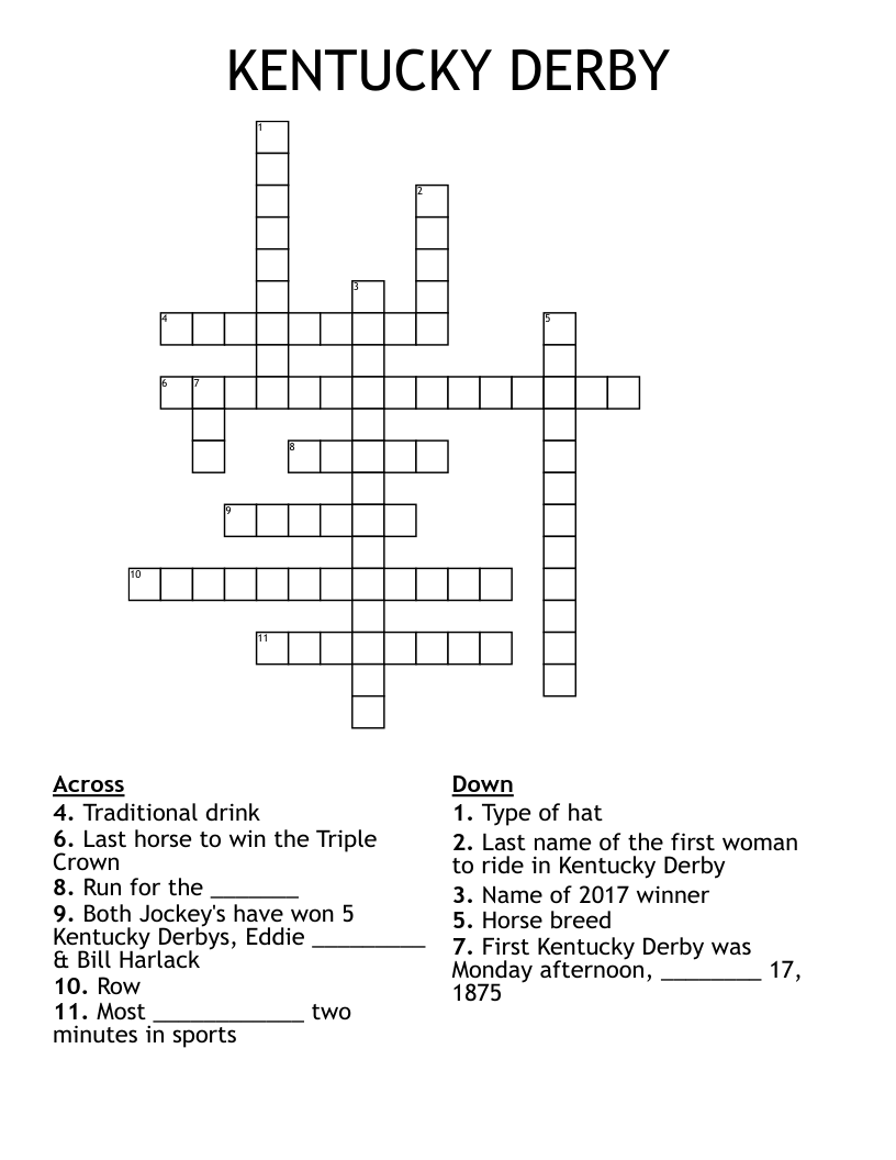 KENTUCKY DERBY Crossword WordMint