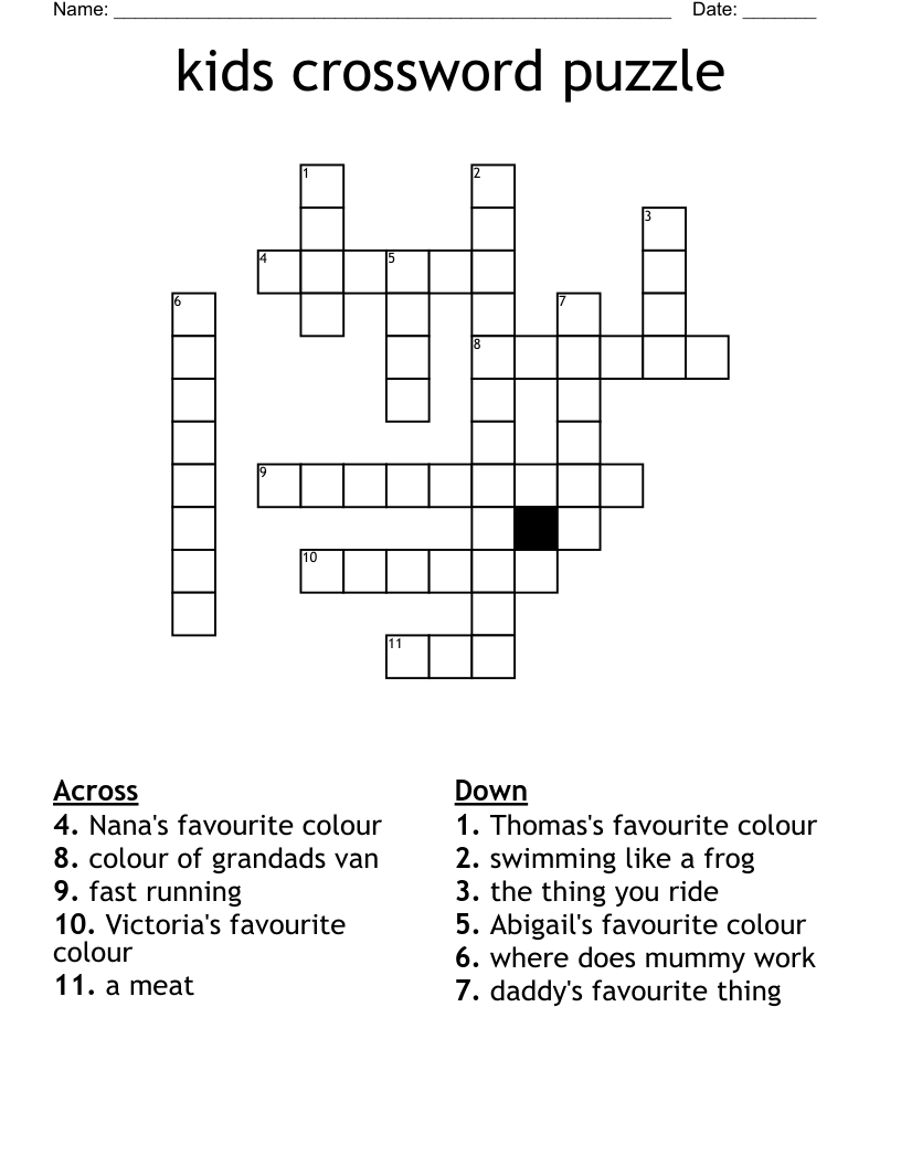 Kids Crossword Puzzle WordMint Worksheets Library