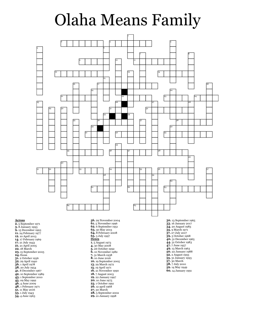 Tv Crossword Puzzles Printable