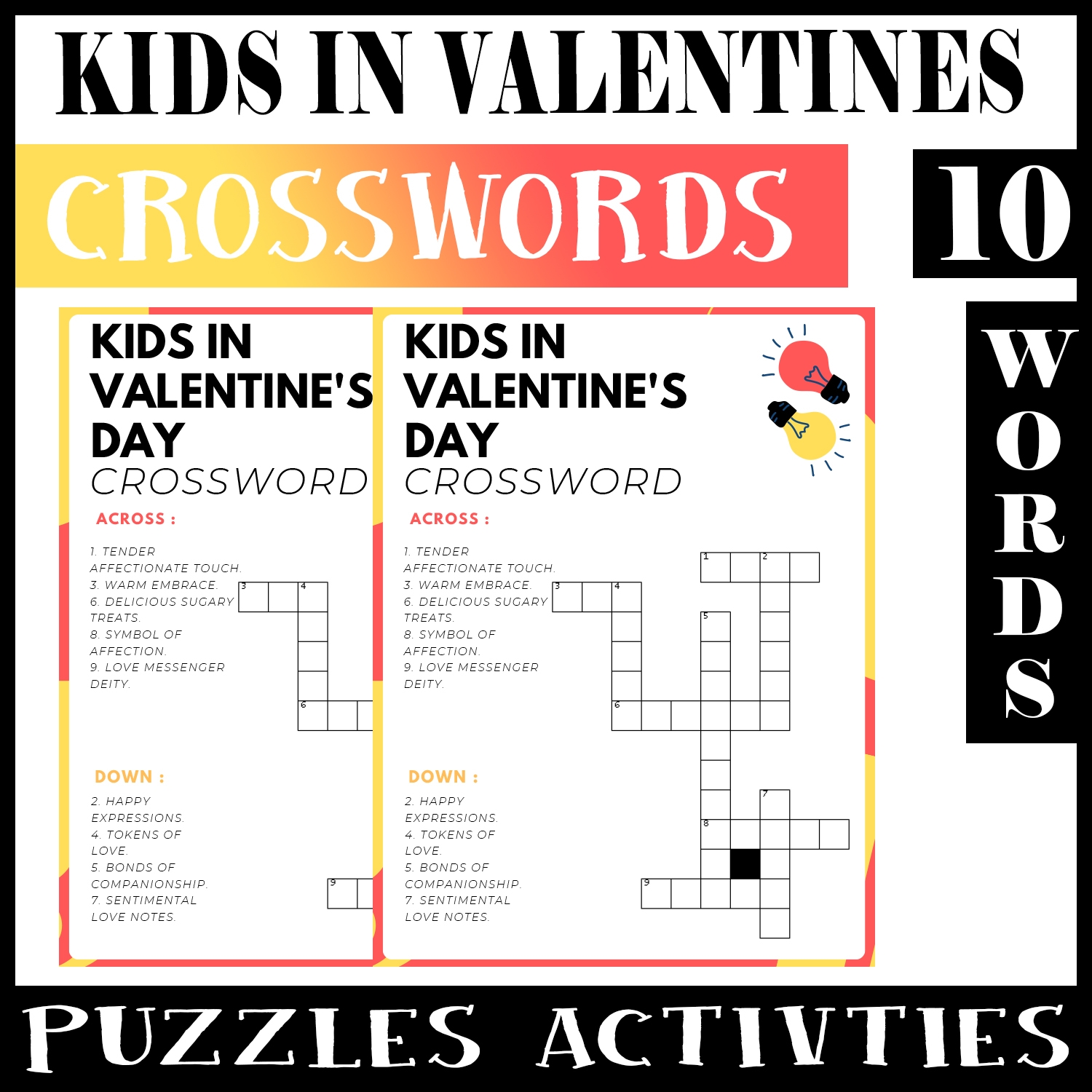 Kids In Valentine s Day No Prep Crossword Puzzle Worksheet Activity For Morning Work Made By Teachers
