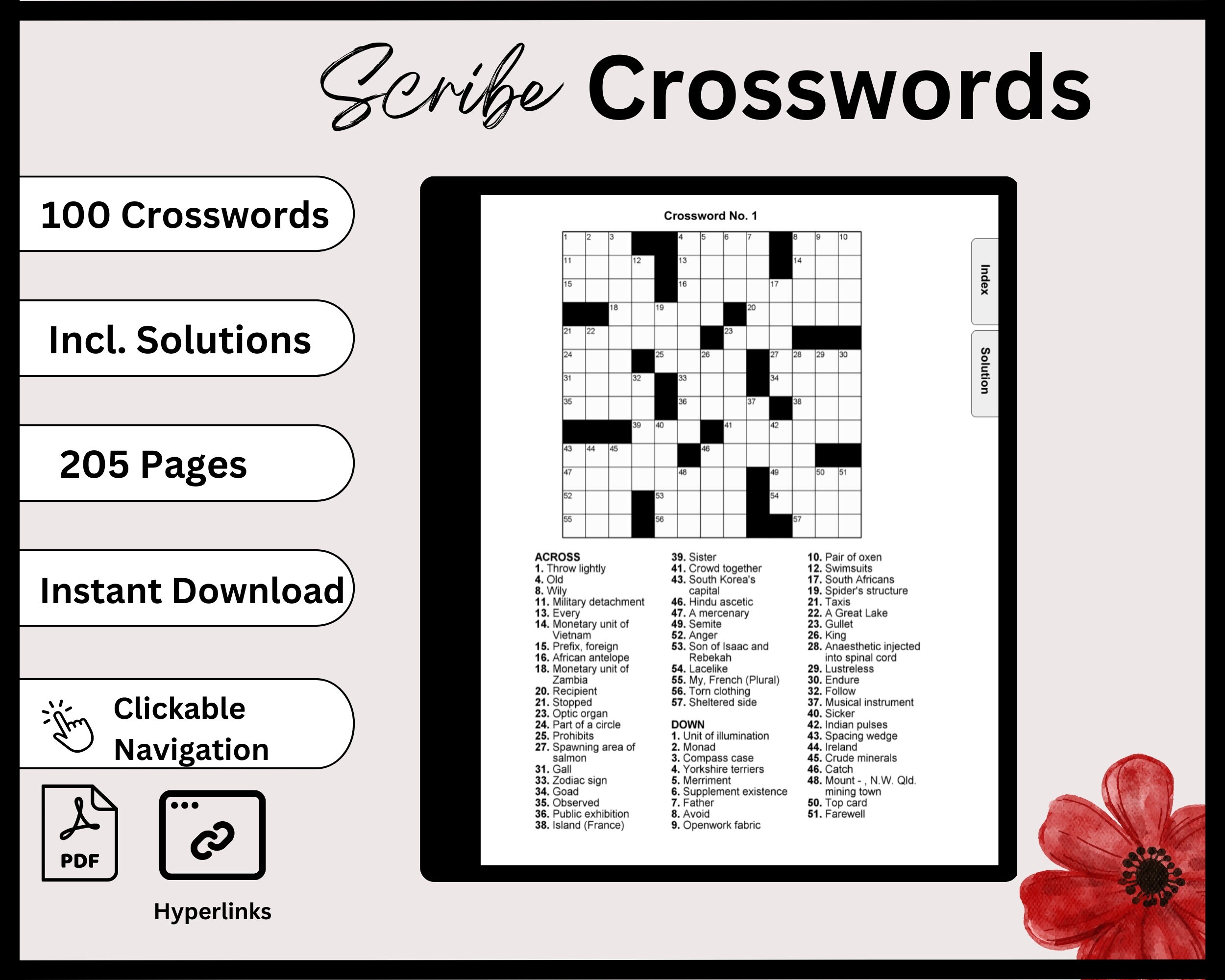 Kindle Scribe Crosswords Kindle Template Hyperlinked PDF Printable Etsy
