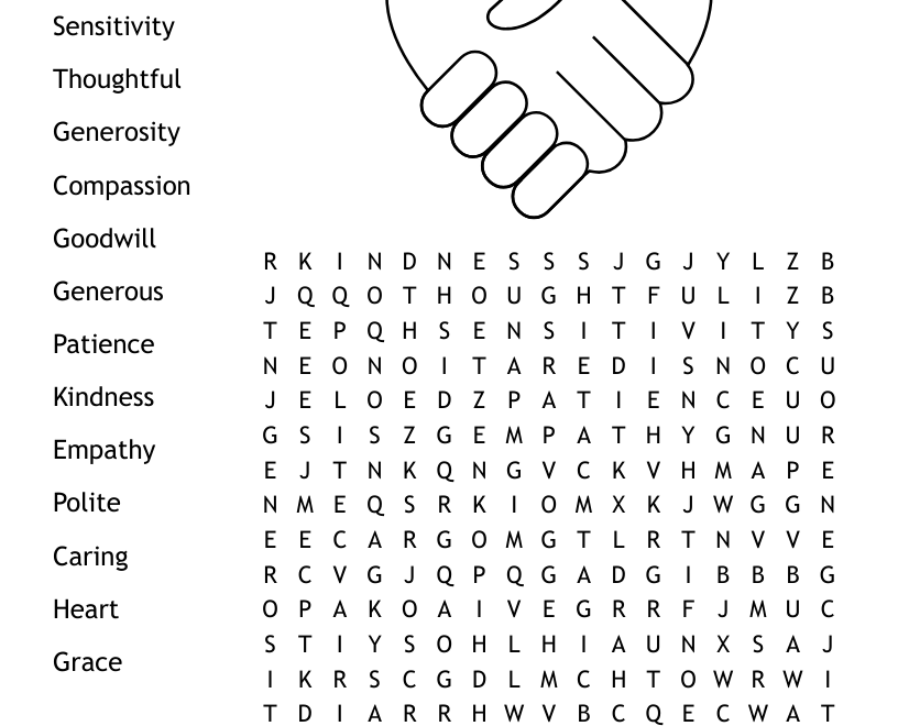Kindness Crossword Word Search WordMint