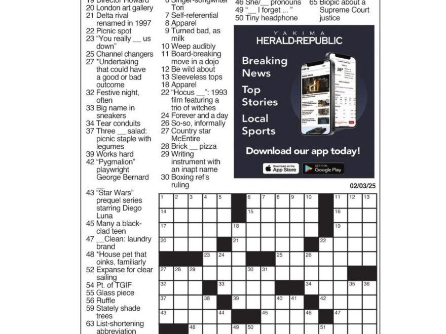 LA Times Crossword Feb 3 2025 Crosswords Yakimaherald