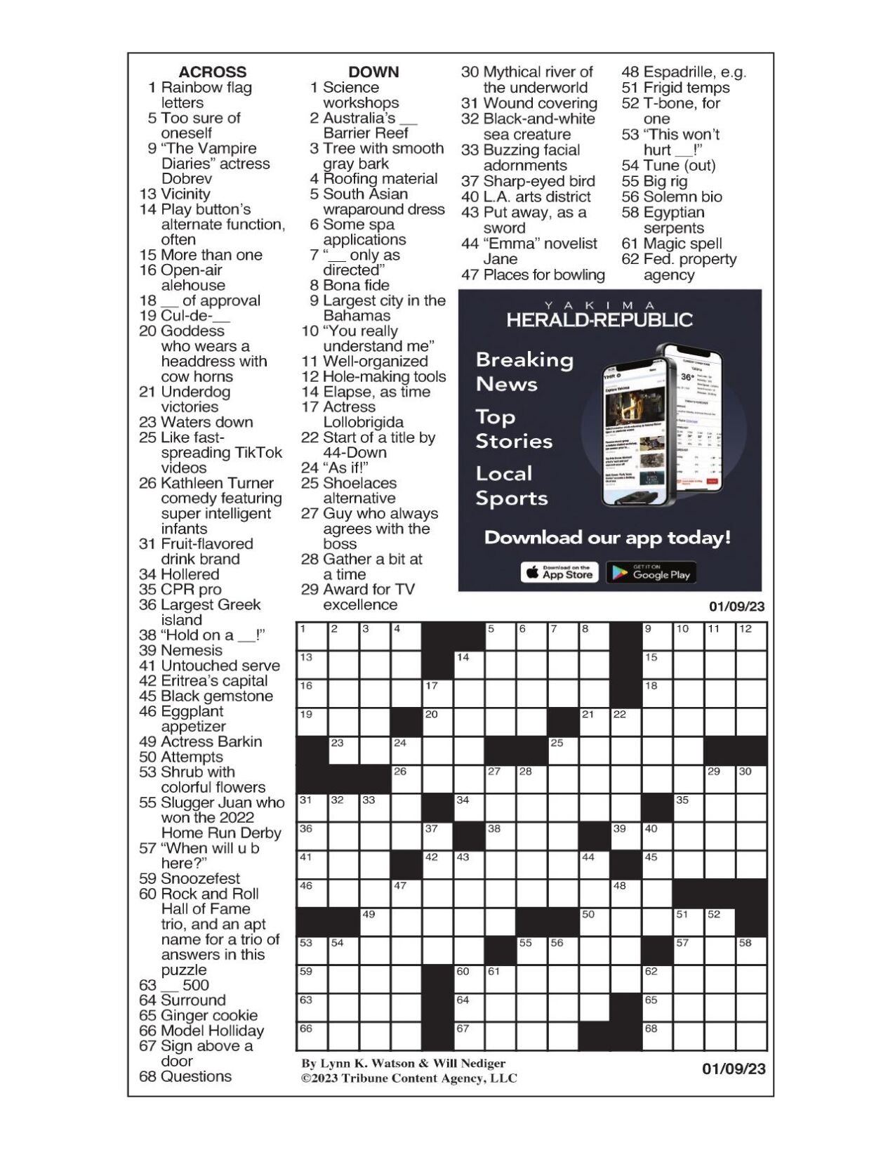 LA Times Crossword Jan 9 2023 Crosswords Yakimaherald LA Times Crossword Jan 9 2023 Crosswords Yakimaherald