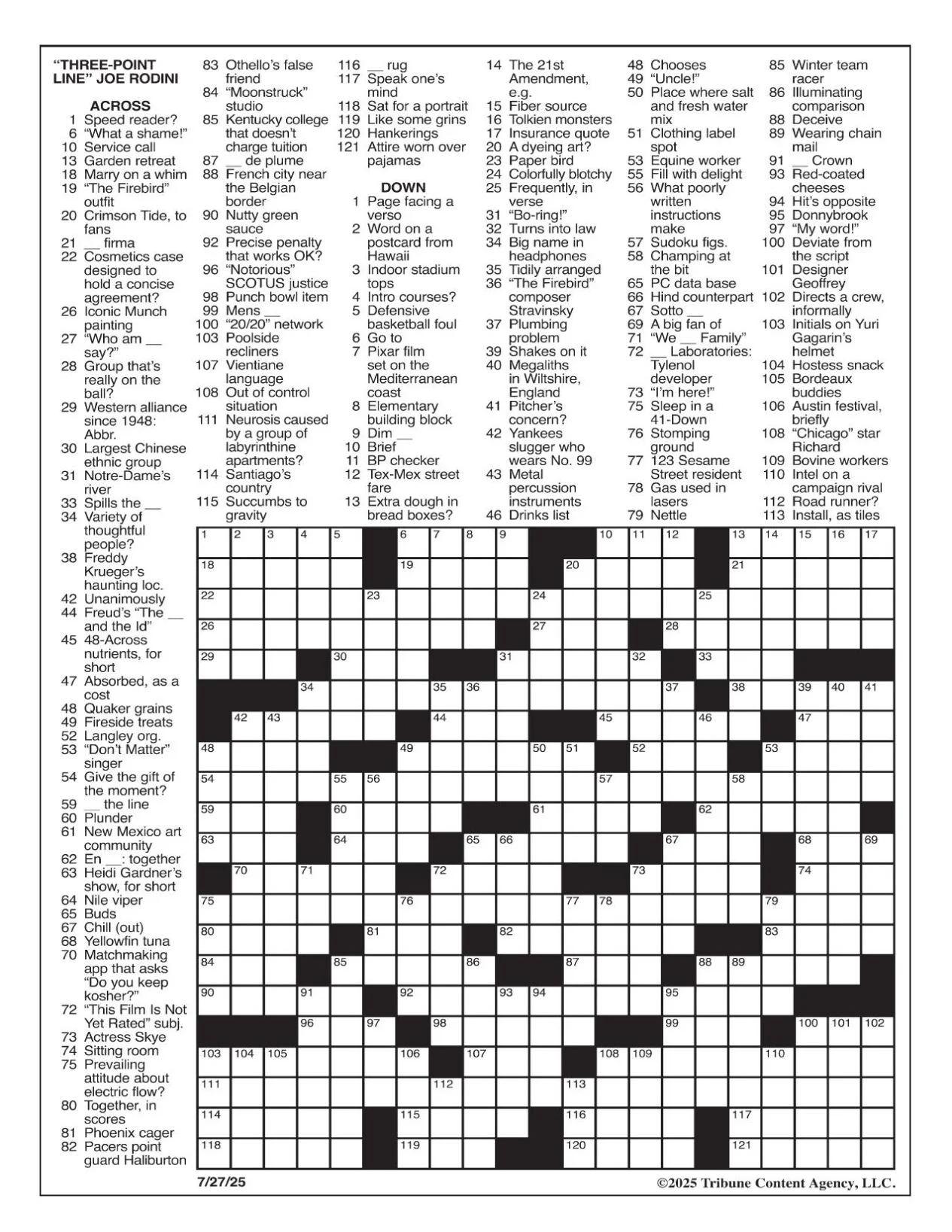 LA Times Crossword July 27 2025 Crosswords Yakimaherald