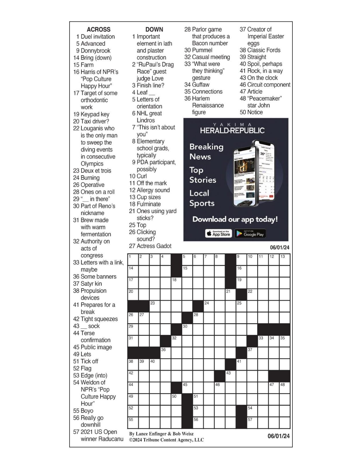 LA Times Crossword June 1 2024 Crosswords Yakimaherald