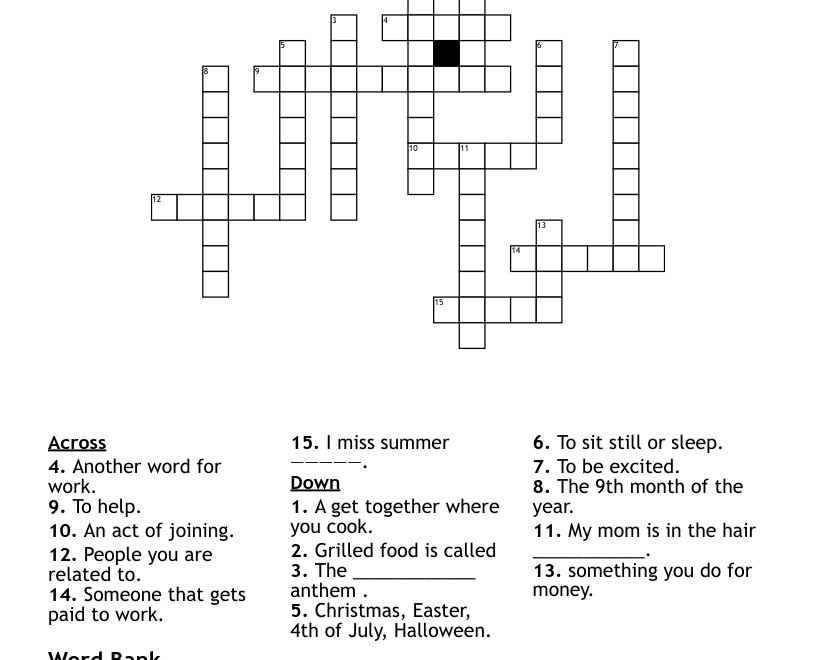 Labor Day Crossword WordMint