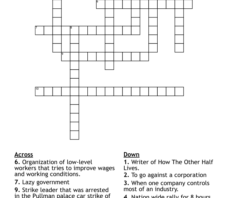 Labor Unions Crossword WordMint