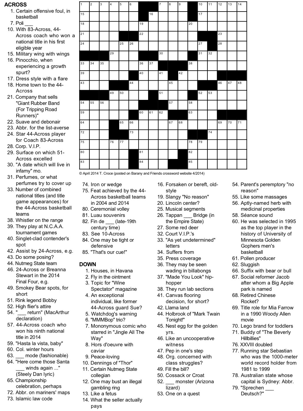 Giant Crossword Puzzles Printable
