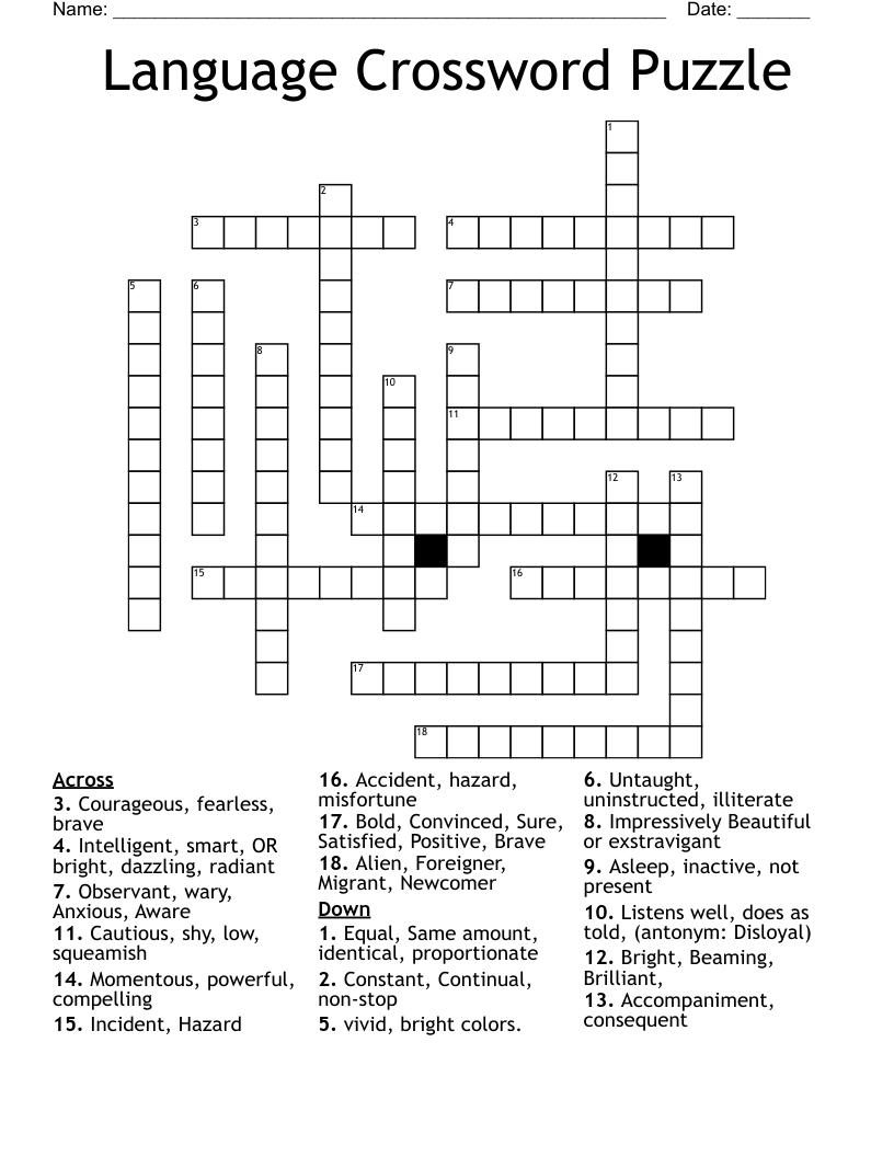 Language Crossword Puzzle WordMint
