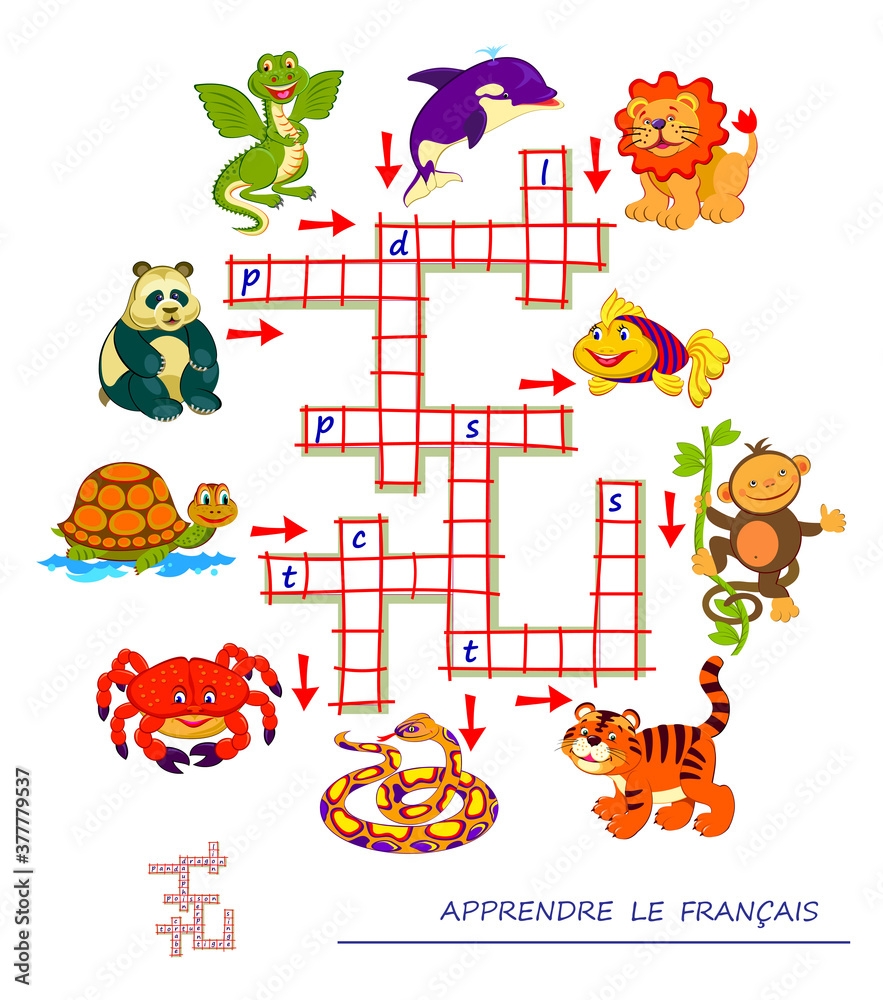 LEARN FRENCH Crossword Puzzle Game With Animals Educational Page For Children To Study French Language And Words Printable Worksheet For Kids Textbook School Exercise Book Flat Vector Stock Vector Adobe Stock LEARN FRENCH Crossword Puzzle Game With Animals Educational Page For Children To Study French Language And Words Printable Worksheet For Kids Textbook School Exercise Book Flat Vector Stock Vector Adobe Stock