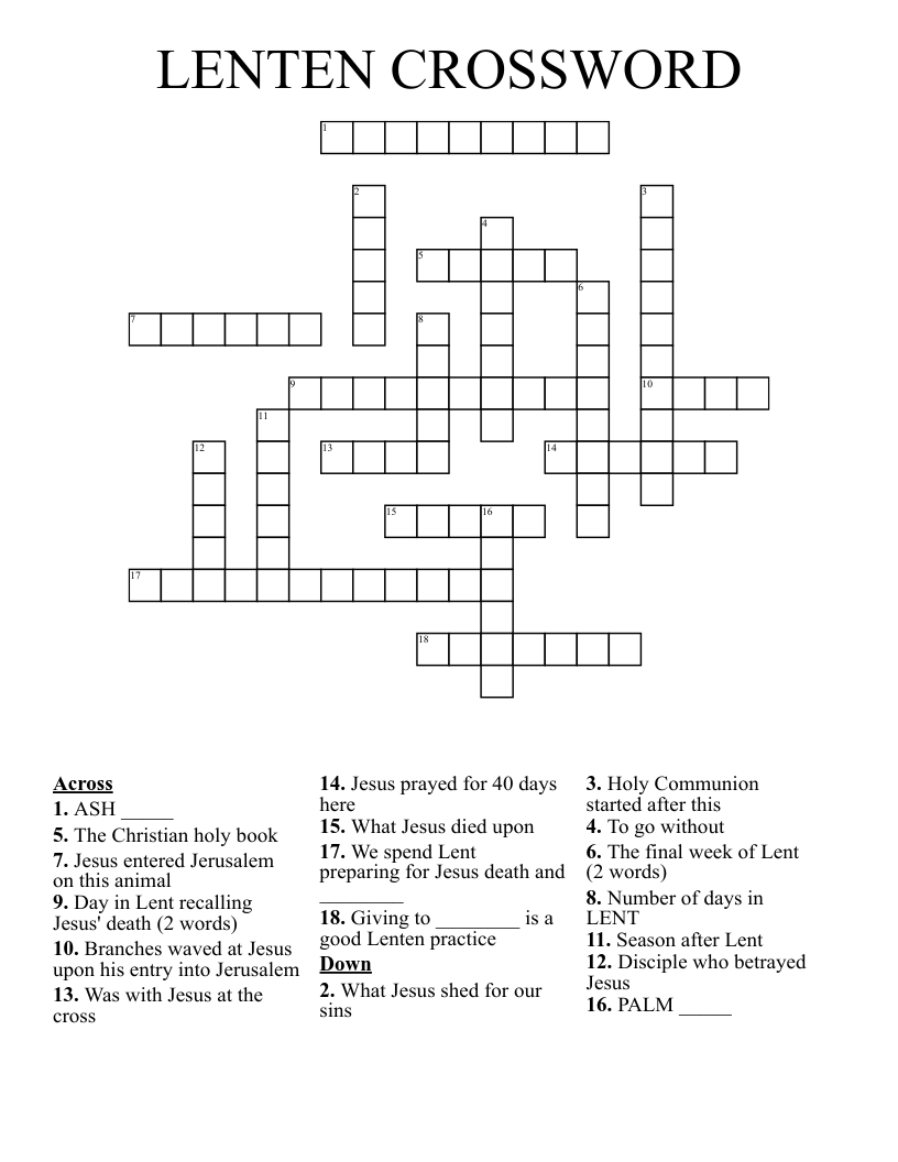 LENTEN CROSSWORD WordMint