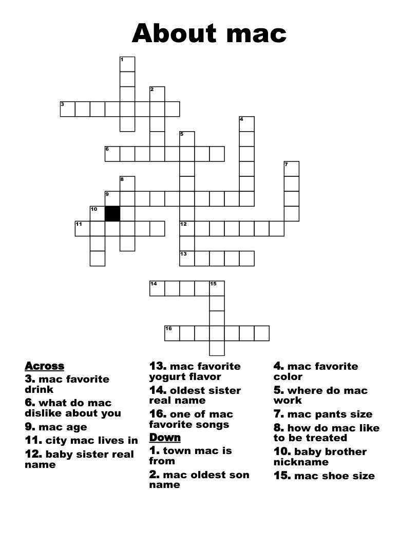 Mac B Kid Spy Crossword WordMint