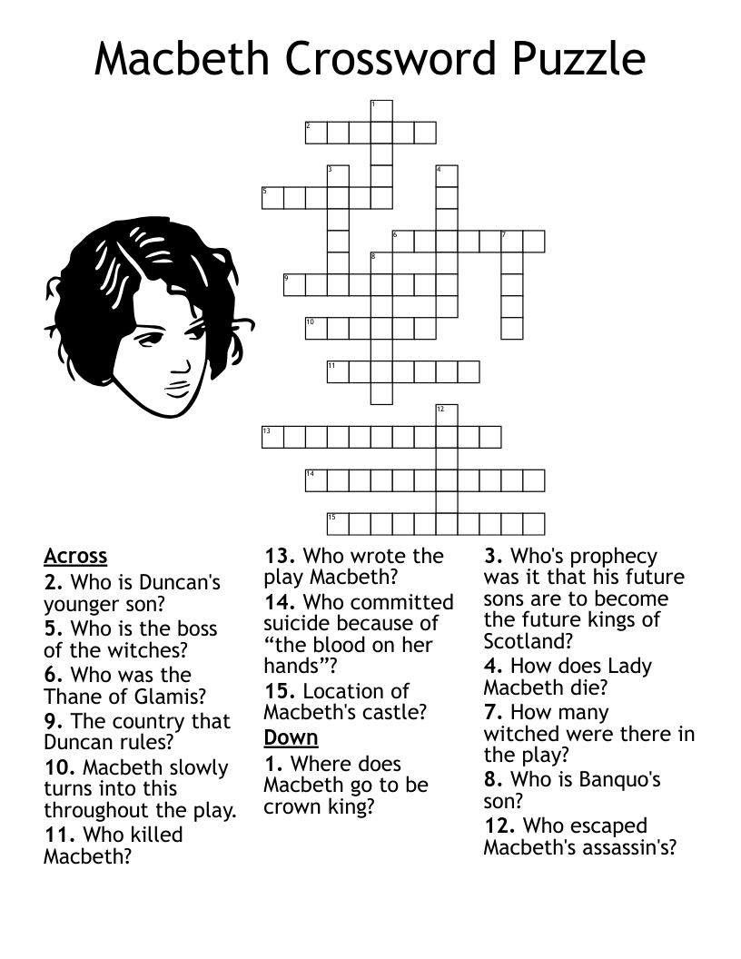 Macbeth Crossword Puzzle WordMint
